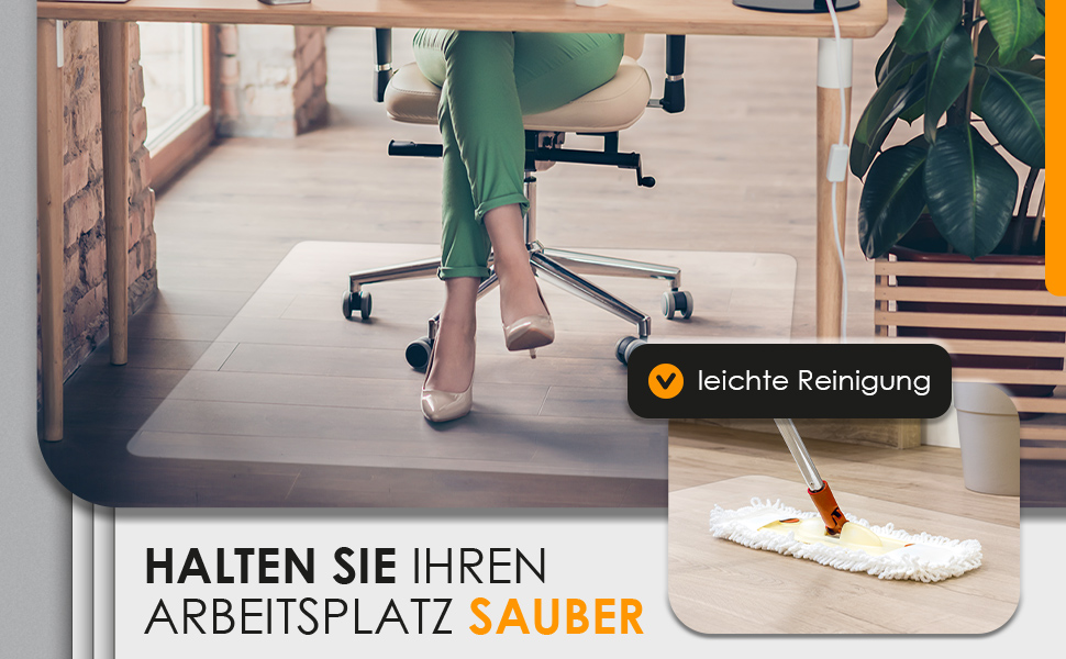 Захисна килимок для офісного крісла - міцний, для твердих підлог, антиковзаюча, легко чиститься, різні розміри, Made in Germany (118x118 см)