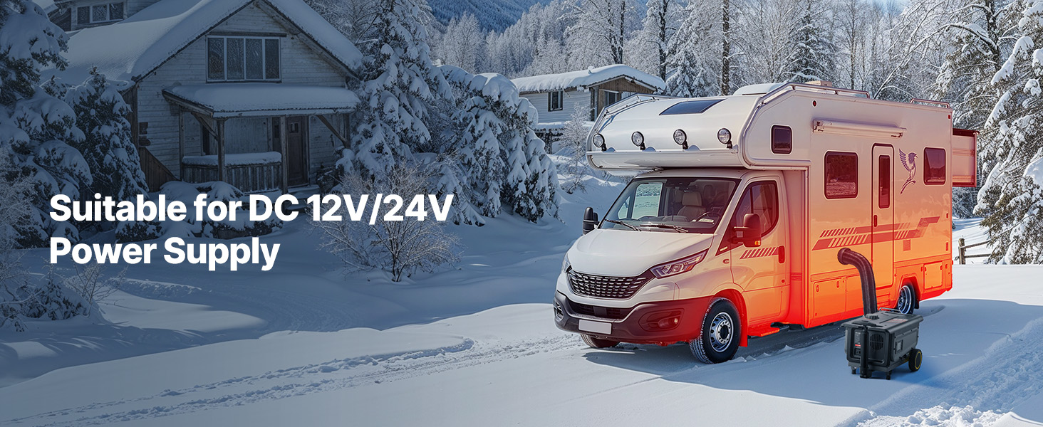 Дизельний обігрівач VEVOR 8 кВт, 12/24V, портативний з Bluetooth, пультом та LCD, 5л бак для вантажівок/автобусів