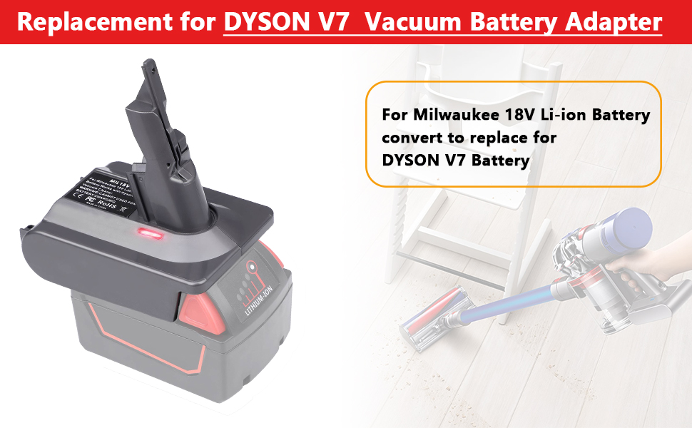 Адаптер акумулятора EID для пилососа Dyson V7/V8, Einhell 18V до Dyson (також для акумулятора Milwaukee)