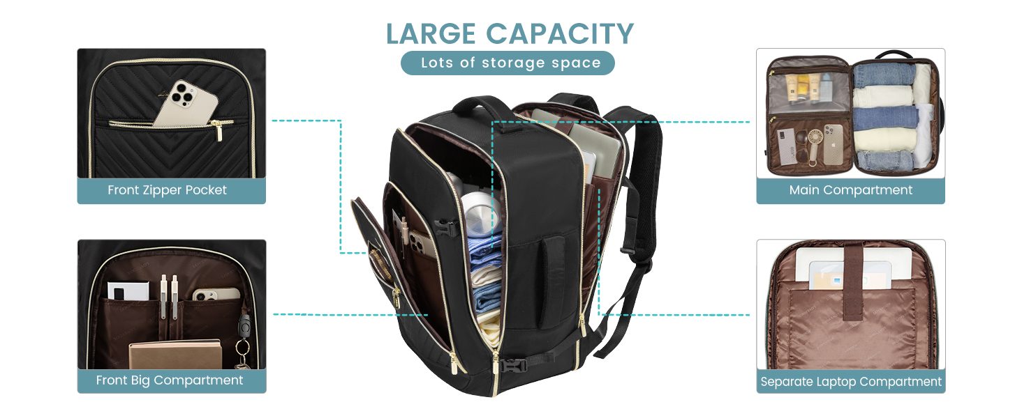 LOVEVOOK Рюкзак для ручної поклажі 40L, жіночий, для подорожей, великий, сумка-валіза, рюкзак для ноутбука 17.3