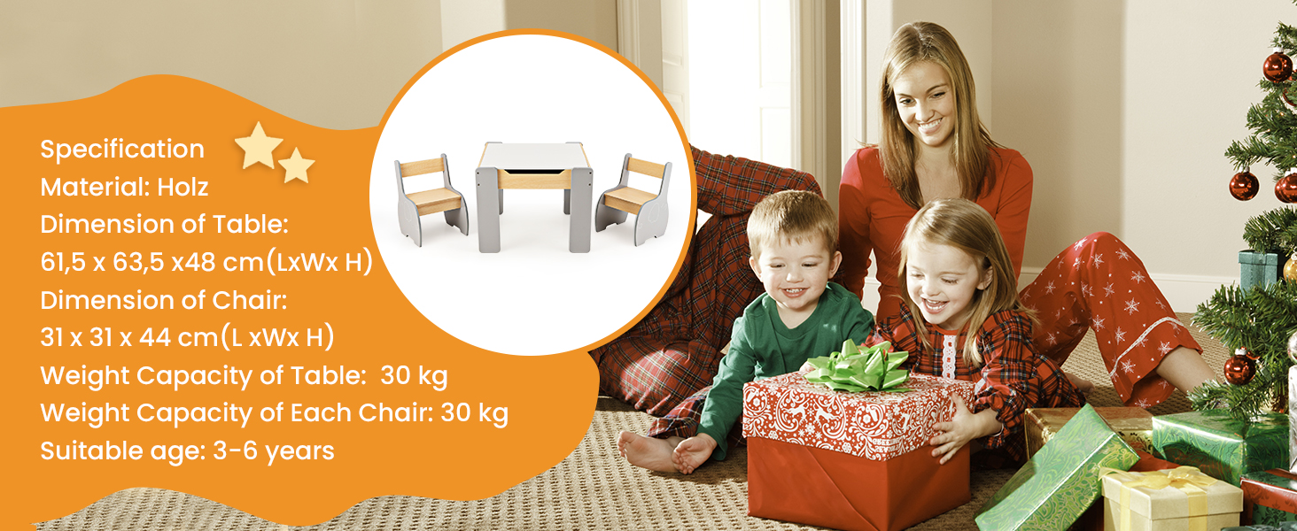 Дитячий стіл і стільці LIFEZEAL: комплект з місцем для зберігання, сірий