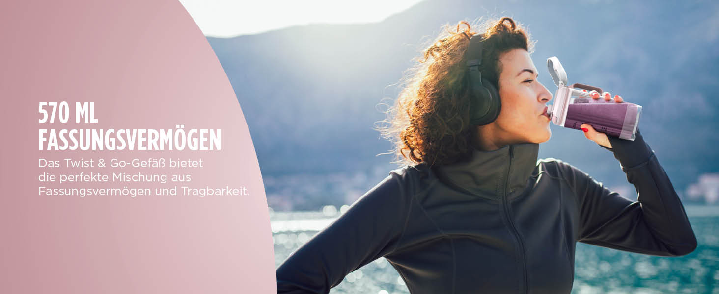 Портативний блендер Ninja Blast Max: 570 мл, акумулятор, чаша та кришка, 3 функції, для смузі та протеїнових коктейлів, рожевий (BC251EULD)