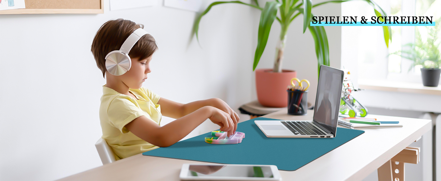 Килимок на стіл Niviy з екошкіри XXL (120x60 см), водонепроникний килимок для миші та захисна підкладка для офісу та дому, бежевий