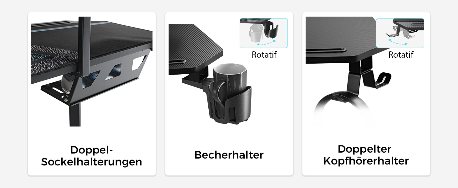 Ігровий стіл EUREKA ERGONOMIC 160x74 см - великий стіл у формі крила з 2 відсіками для iPad. Підходить для дому, офісу, стрімінгу. Чорний колір.