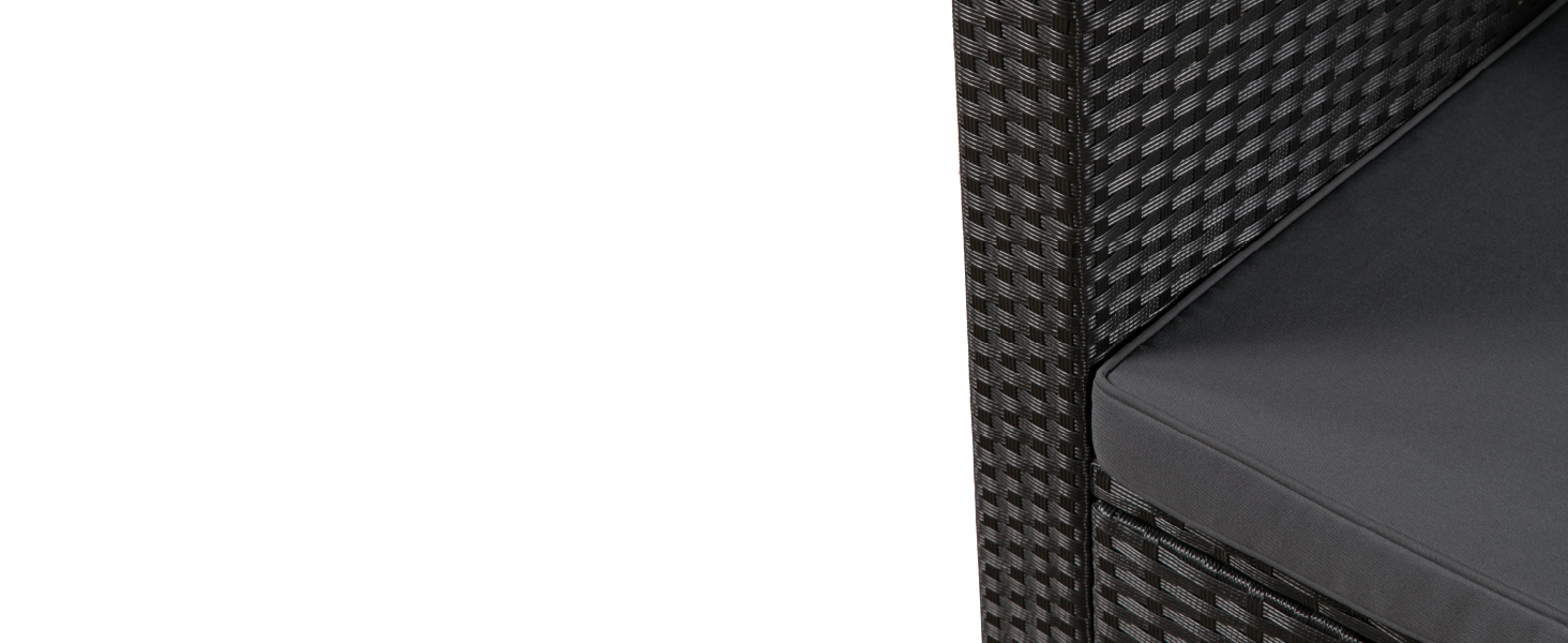 Садовий комплект меблів Juskys Polyrattan Punta Cana для 4-5 осіб: диван, крісло, пуф, стіл, подушки - чорний/сірий