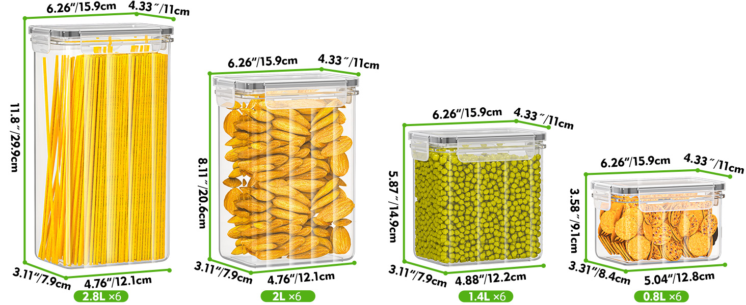 Набір з 24 герметичних контейнерів для зберігання продуктів, органайзер для холодильника, BPA-free, 42L, з етикетками