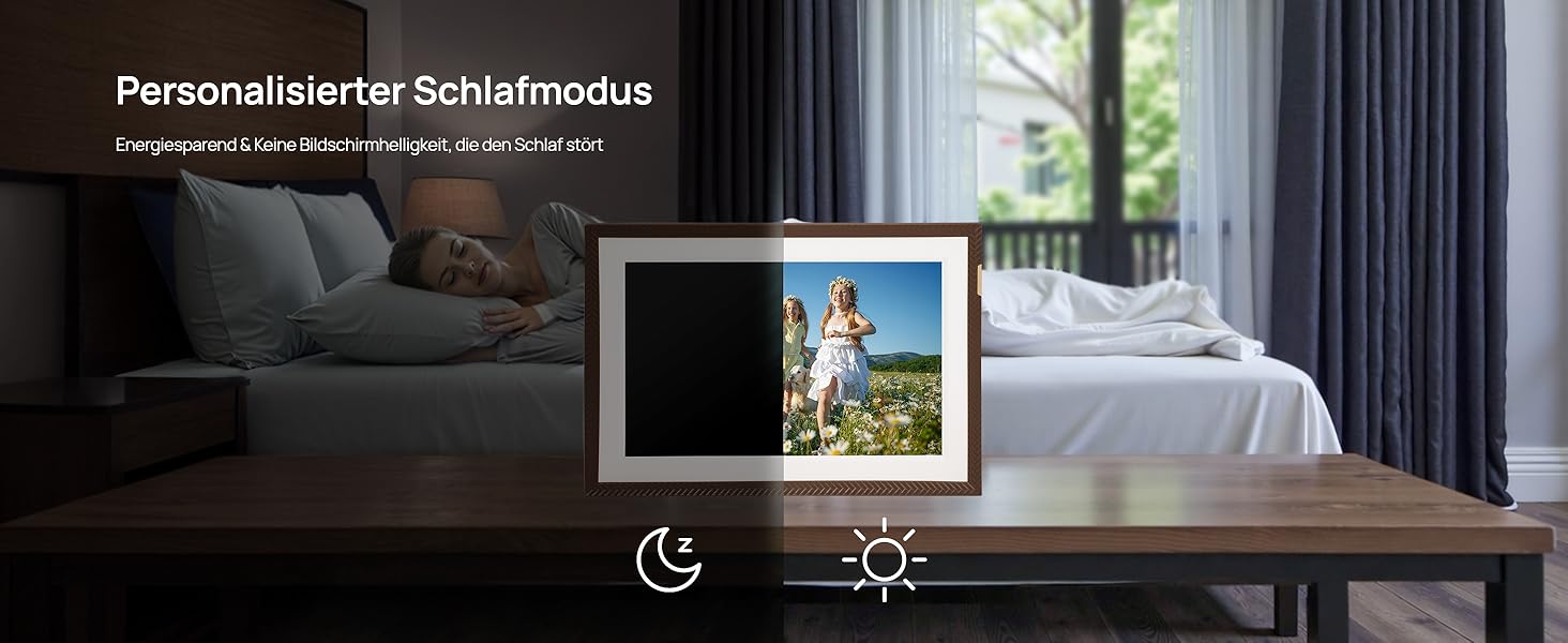 Цифровий фоторамка ARZOPA 15.6 дюймів з безлімітним хмарним сховищем, віддаленою передачею фото та відео, FHD сенсорним екраном. Ідеальний подарунок! Модель D15 (Коричневий)