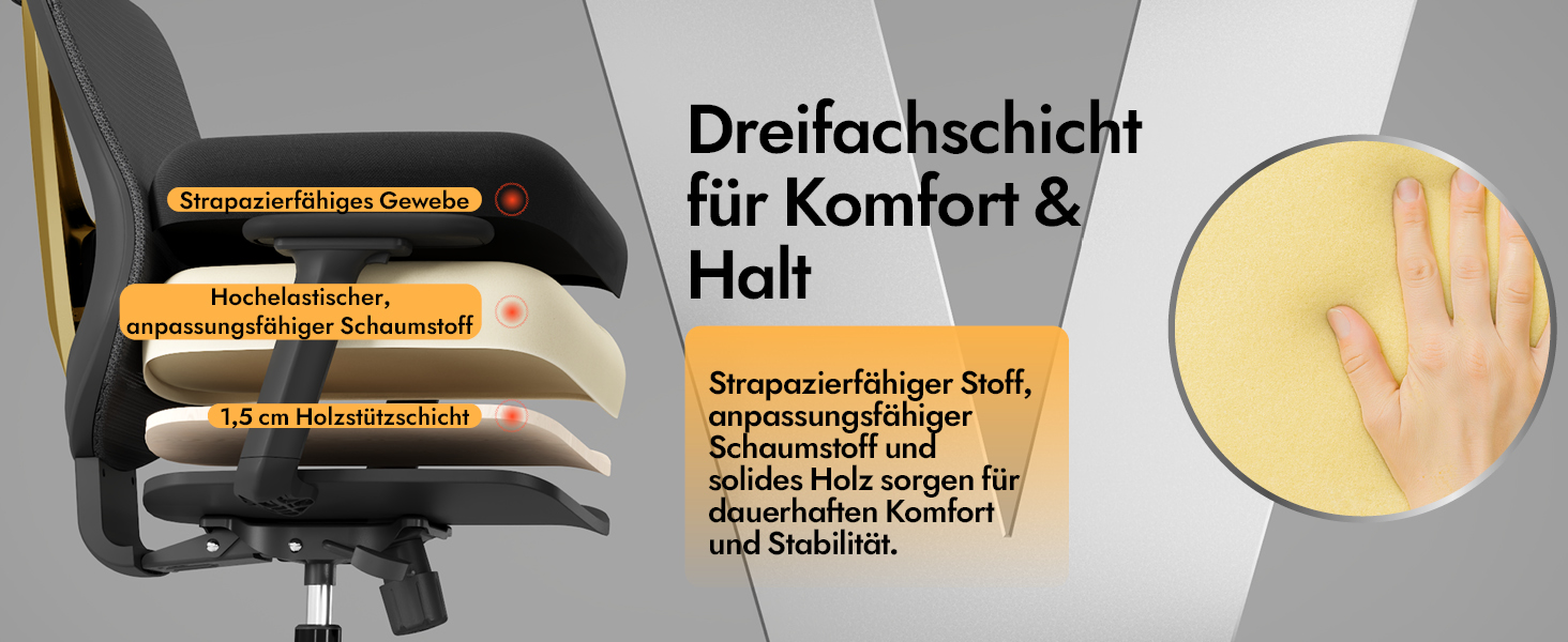 Ергономічне крісло для офісу та дому з 3D поперековою підтримкою та регульованими підлокітниками, біле (чорно-золоте)