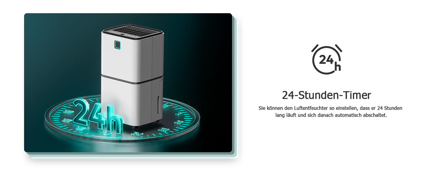 Електричний осушувач повітря 12л/24г з сенсорним керуванням, 3-кольоровим дисплеєм та таймером, для дому та швидкого сушіння білизни, ванної кімнати, підвалу, білий