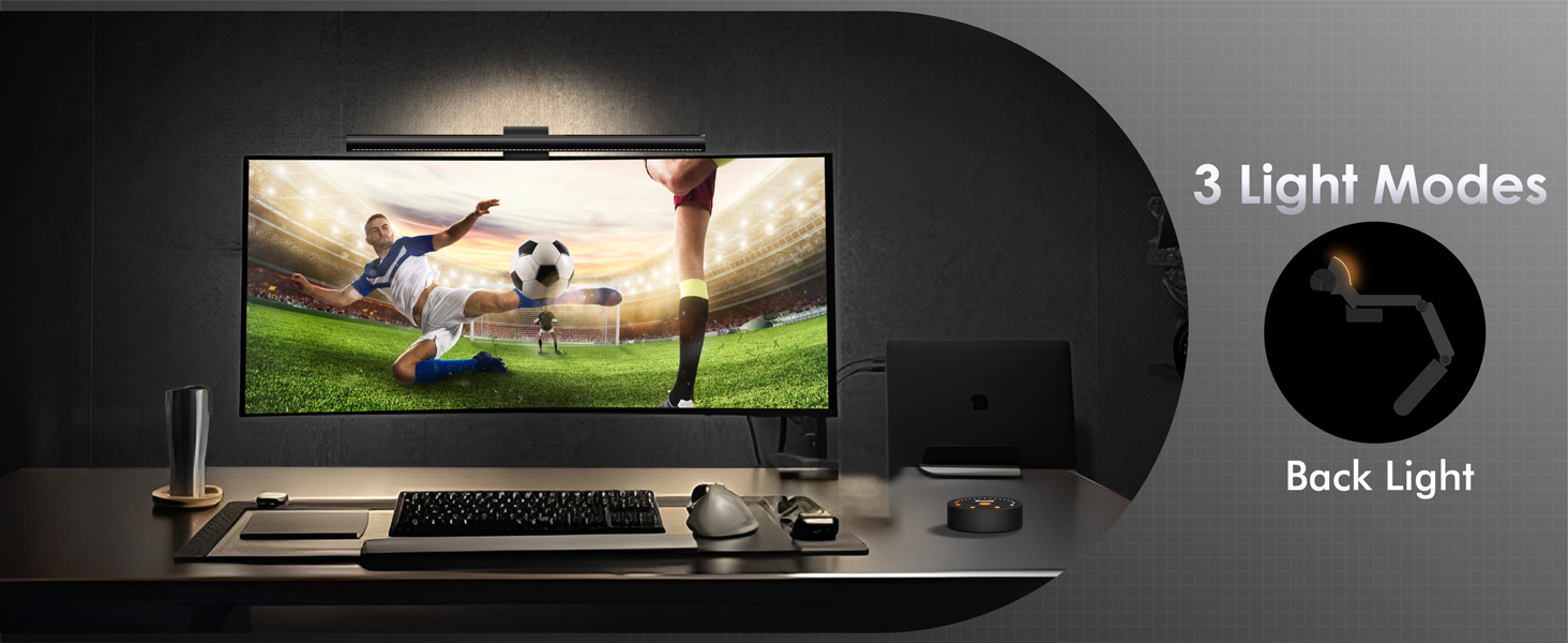 Quntis Лампа для монітора з підсвічуванням 42,5 см, RGB, з пультом дистанційного керування, регулювання яскравості та колірної температури, для офісу та дому