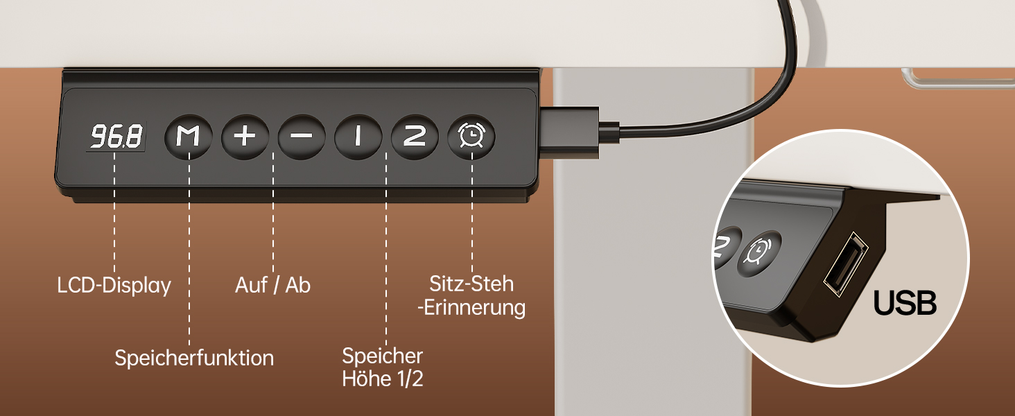 Регульований комп'ютерний стіл Homall з USB-портом 120x60 см, білий - ергономічний стіл для дому та офісу
