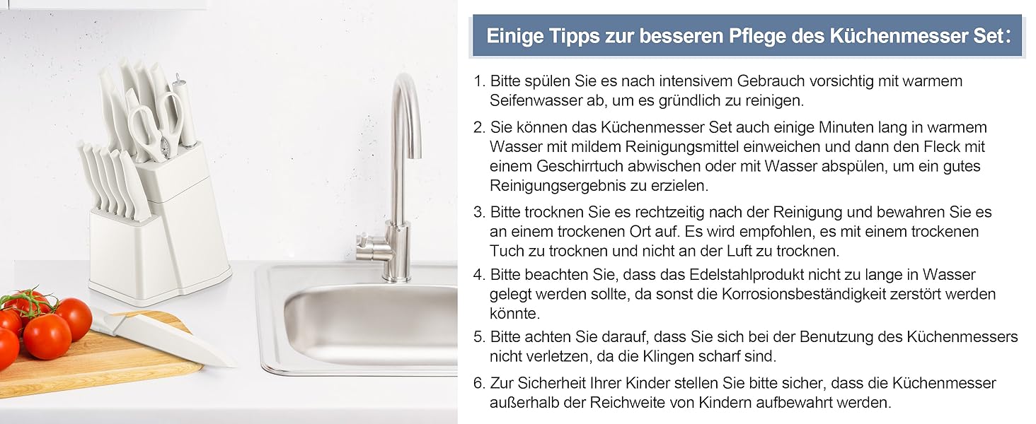 Набір кухонних ножів TEAMFAR з бруском, 15 предметів, нержавіюча сталь, антипригарне покриття