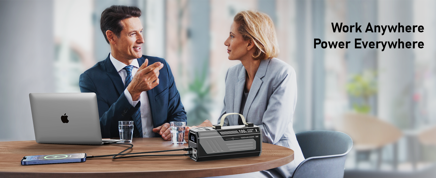 Power Bank 70000mAh 100W з USB-C, кабель, сірий - портативний акумулятор для iPhone, iPad, Samsung