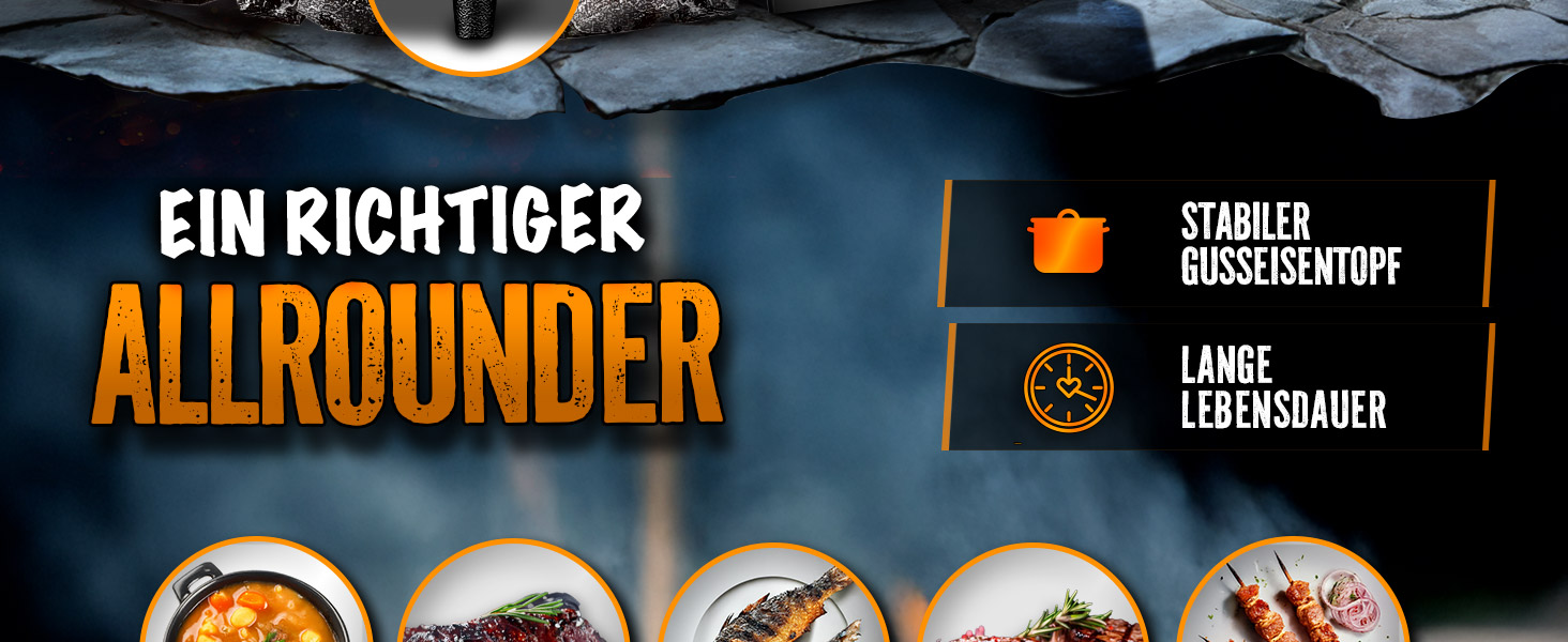 Набір голландської печі з рецептами | вже обпалений - попередньо оброблений | Голландська піч з чавуну | жаровня з підйомником кришки та ручками (каструля без ніжок, 4,2 літри / 4,5 QT) Каструля без ніжок 4,2 літри / 4,5 QT