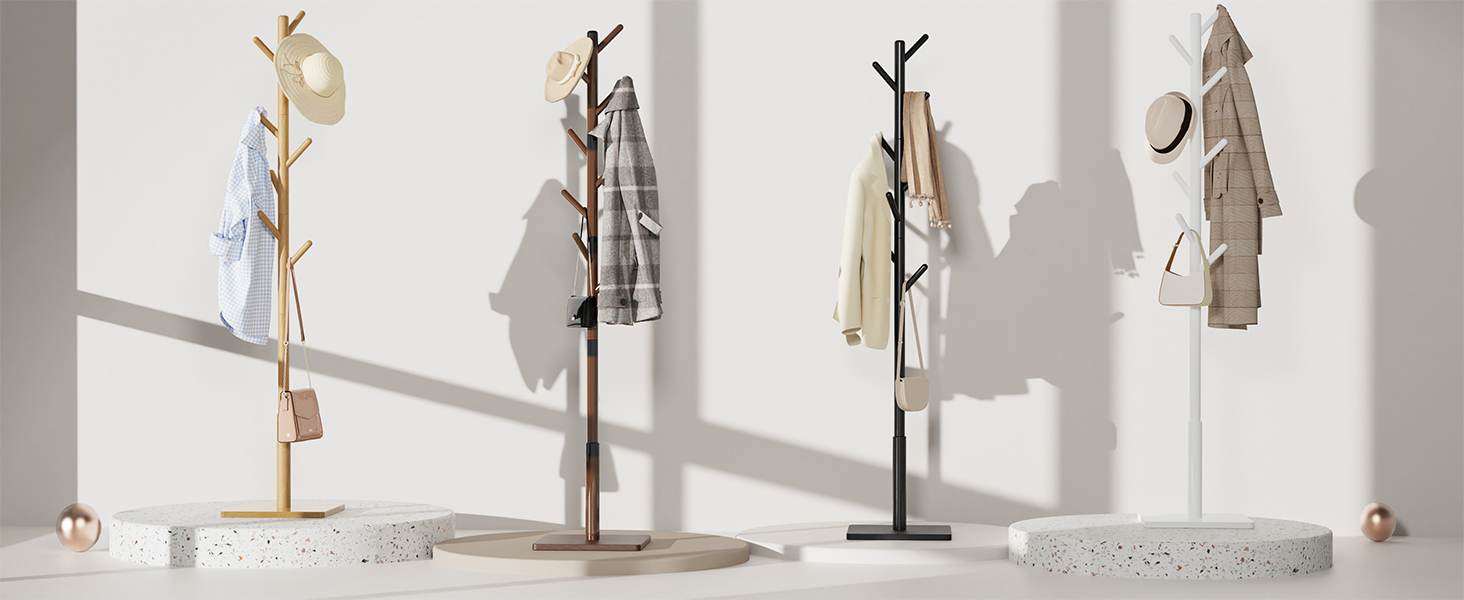 Дзеркало-вішалка для одягу з масиву дерева, чорного кольору, 8 гачків, 3 регульовані висоти, 30x30x180 см