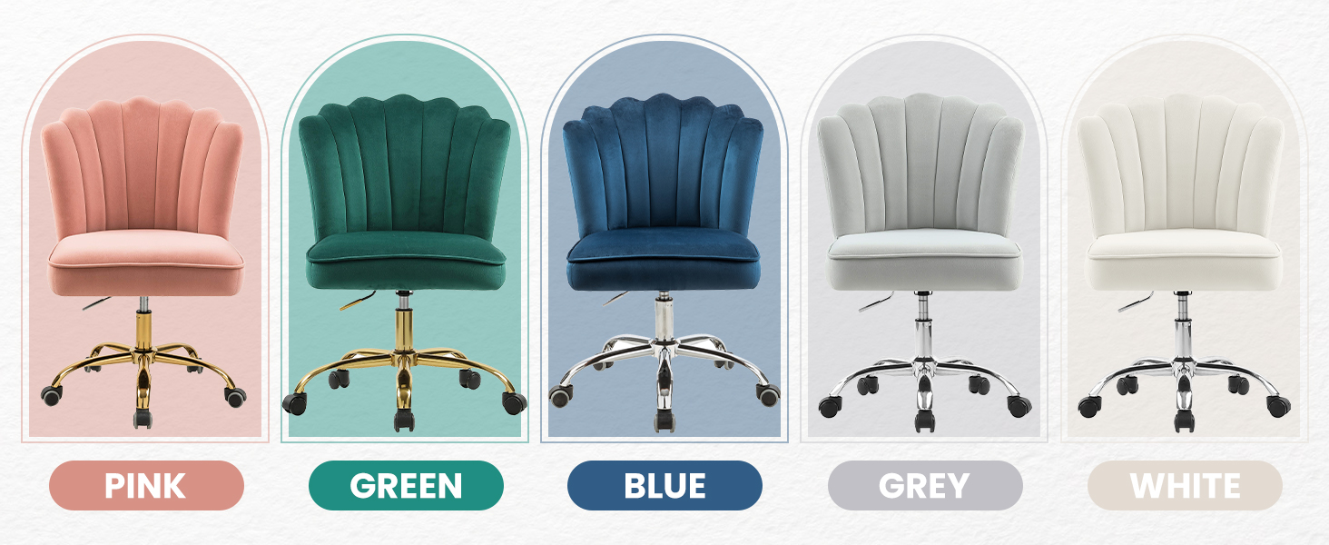 Крісло для офісу Fiximaster Homeoffice, крісло для робочого столу, обертове, регульоване по висоті, з м'якою оббивкою з велюру, золоті ніжки, для робочого кабінету, спальні, до 135 кг, зелене