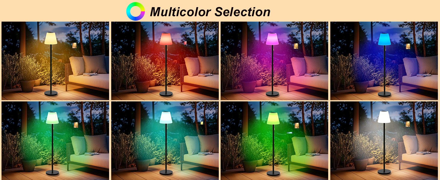 Сонячна LED стійка лампа для вулиці з акумулятором, димуванням, теплим білим та RGB світлом, з датчиком світла, водонепроникна для тераси