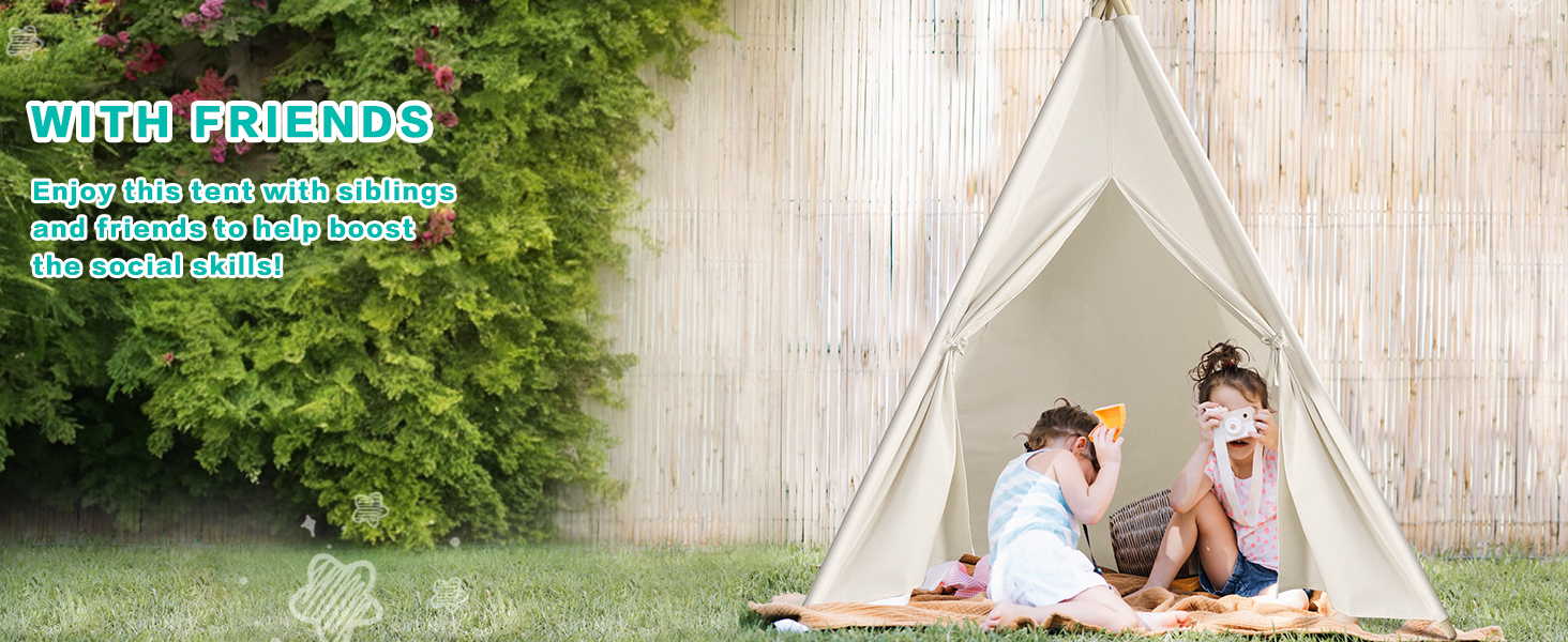 Дитяче намет Wilwolfer Tipi: намет-типі, ігровий будиночок для дітей, сумка для зберігання, полотняний намет для гри в приміщенні та на вулиці