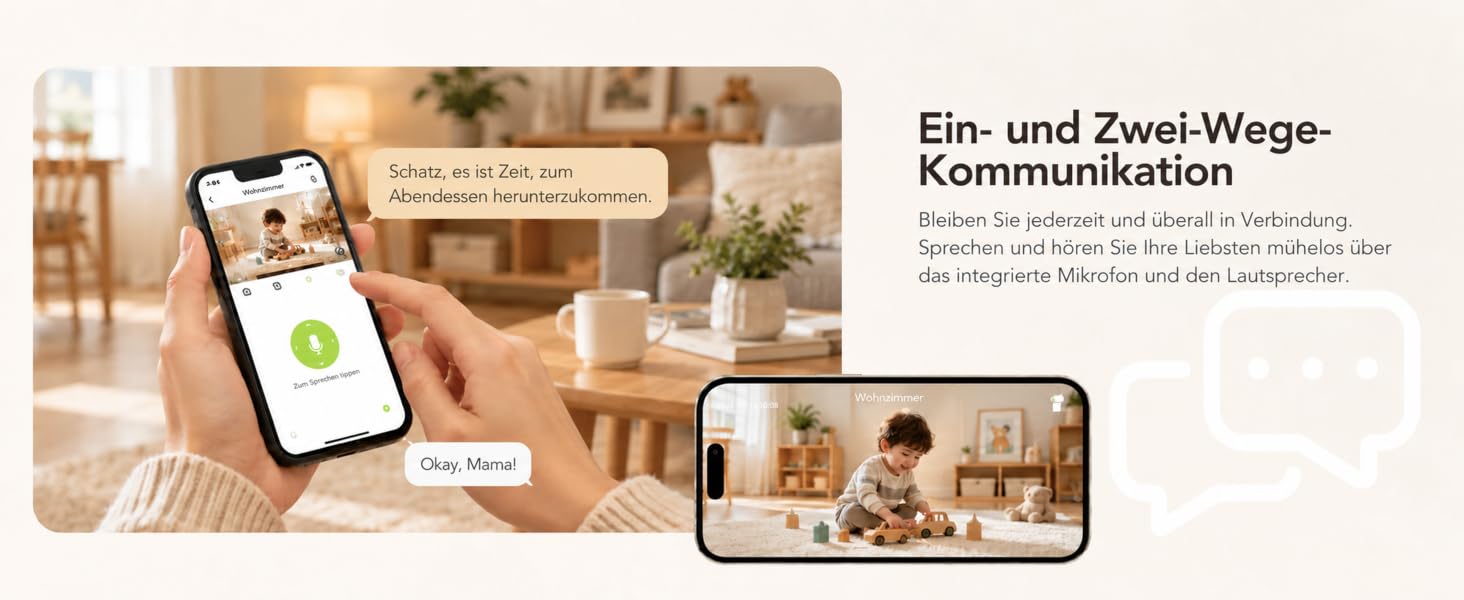 Відеоняня HelloBaby WiFi з камерою, нічним баченням та датчиком руху, двосторонній аудіозв'язок, керування через додаток, підтримка Cloud/SD карти пам'яті (Білий)