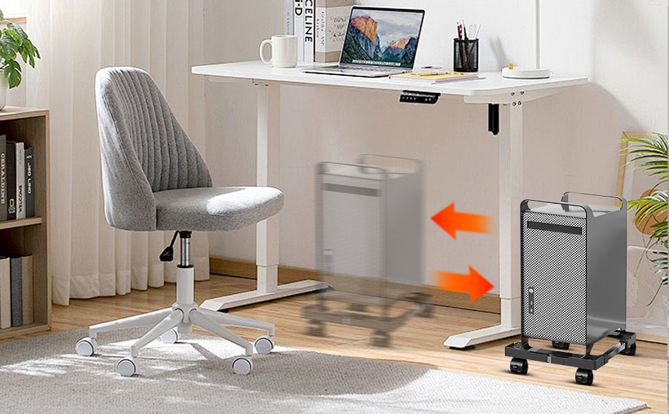 Підставка для комп'ютера SPORWAY: регульована платформа з роликами, під стіл, для корпусу ПК (біла)