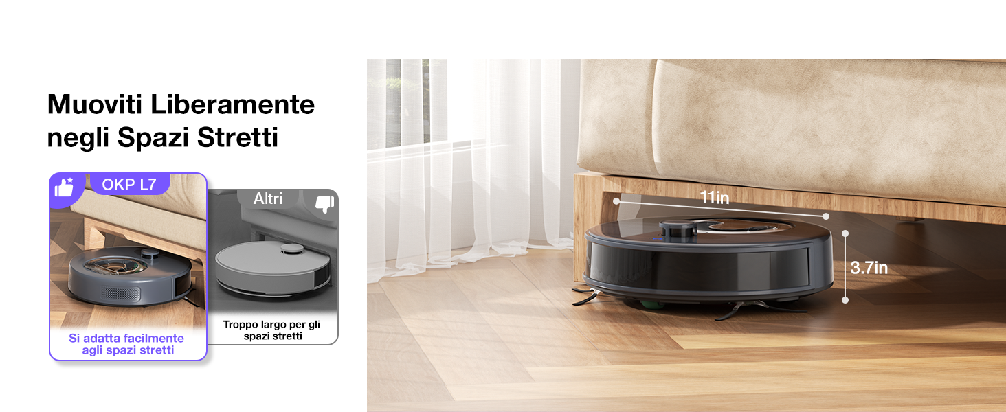Робот-пилосос OKP L7G 3-в-1 з функцією миття, 6000Pa, LiDAR, 150 хв, WiFi, Alexa, для тварин, килимів, твердих підлог, сірий