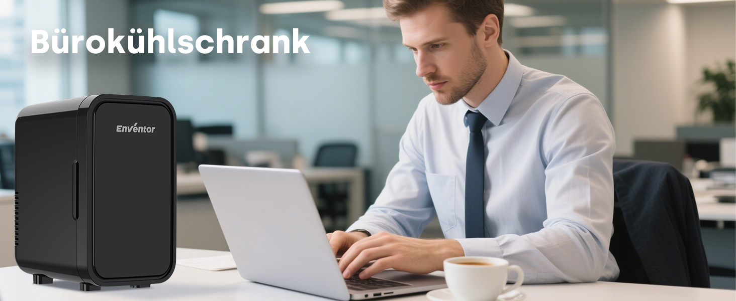 Міні-холодильник Enventor 6л (8 банок), портативний охолоджувач та підігрівач, живлення AC/DC 12V для авто, спальні, косметики та напоїв, чорний