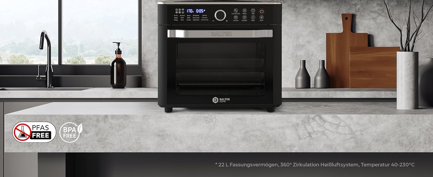 Фритюрниця аеро Balter HL-551T, 5.5 л, чорна, 12 програм, з вікном, 100 рецептів