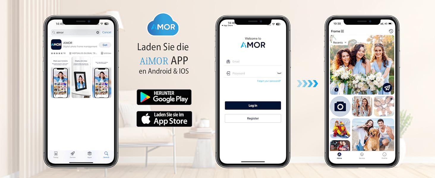Цифровий фоторамка WiFi 10,1 дюйма, IPS HD сенсорний екран, 32GB, автоматичне обертання, підключення з будь-якого місця, чорний