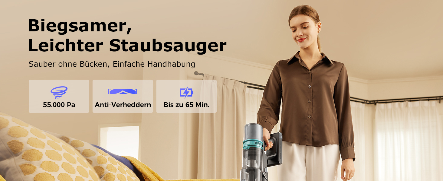 Бездротовий пилосос Proscenic P11 Ultra: потужний, легкий, з акумулятором 50 хвилин, сенсорний екран, антизаплутування, для дому, авто та видалення шерсті тварин (сірий)