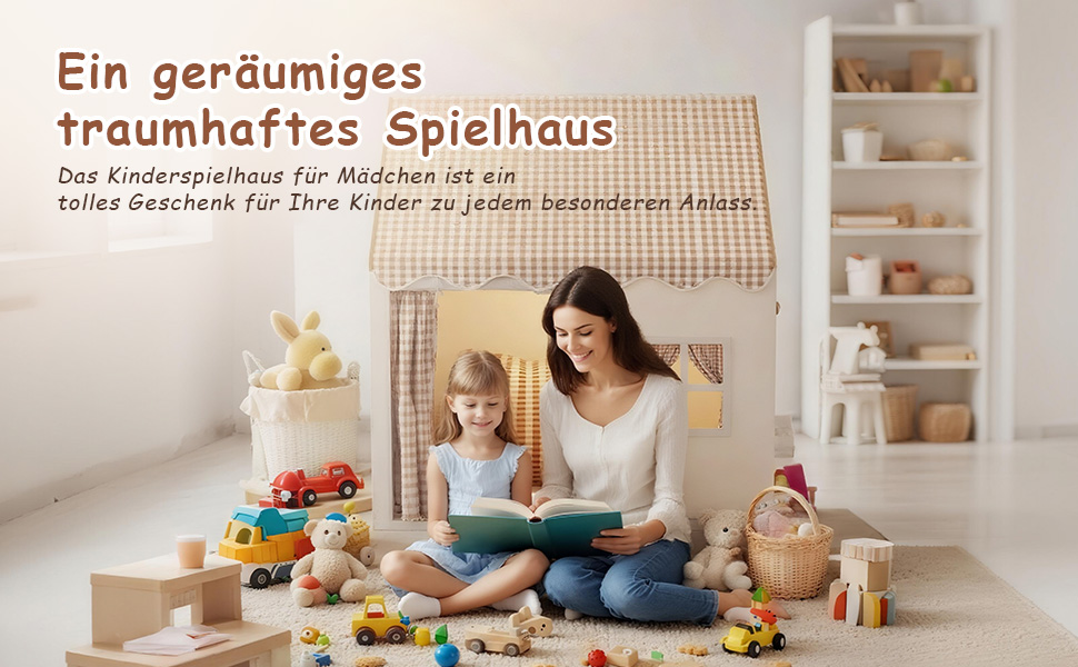 Дитячий намет для гри в приміщенні JRUKM - ігровий будиночок для дівчаток та хлопчиків, намет-ігровий будиночок для дитячої кімнати, для ігор та читання (нейтральні кольори)