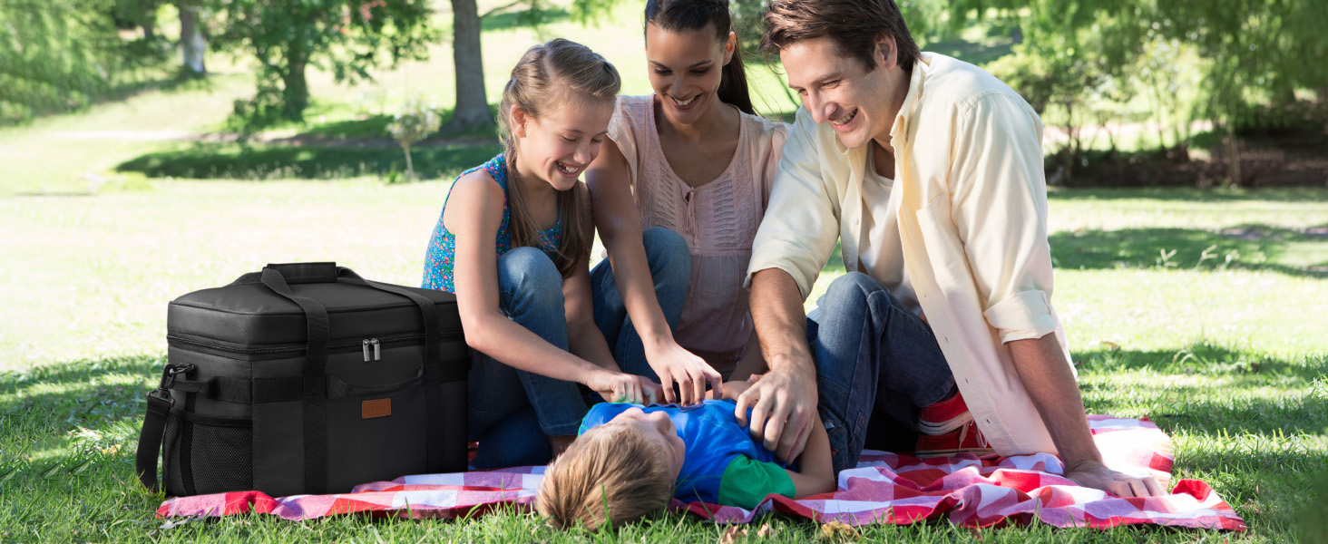 Термосумка-холодильник Lifewit 30л для пікніка, їжі та напоїв, чорна. Ізольована сумка-холодильник для роботи, кемпінгу, пляжу