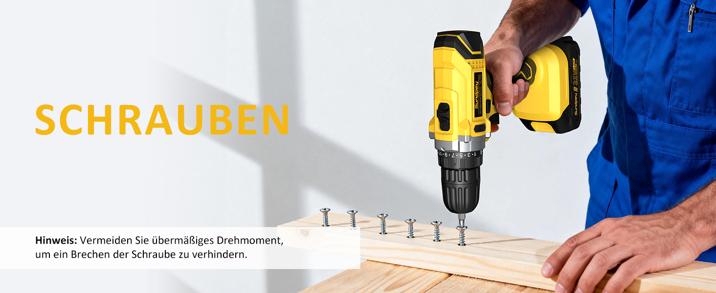 Набір інструментів Sundpey 170 предметів з акумуляторним дрилем-шуруповертом 21V, 2.0Ah, жовтий кейс для дому та ремонту