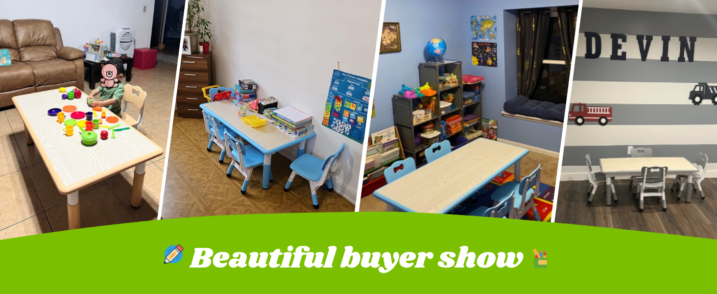 Дитячий стіл MAMIZO з 4 стільцями, регульована висота, набір для дитячої кімнати/садка, пластикові меблі, сірий, 60 x 120 см