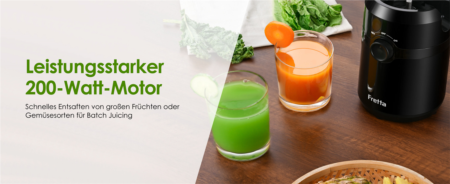 Фреш-прес Fretta: повільний соковичавник 1л, BPA-free Tritan, 200W, чорний