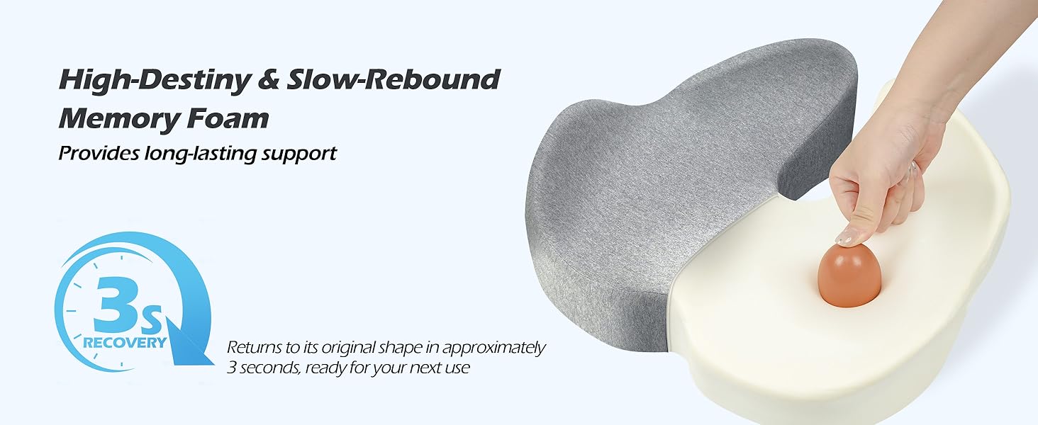 Подушка для офісного крісла Lofty Aim з Memory Foam: ергономічна, для куприка, при болях у спині, для офісу, авто, літака, інвалідного візка - Чорний та світло-сірий