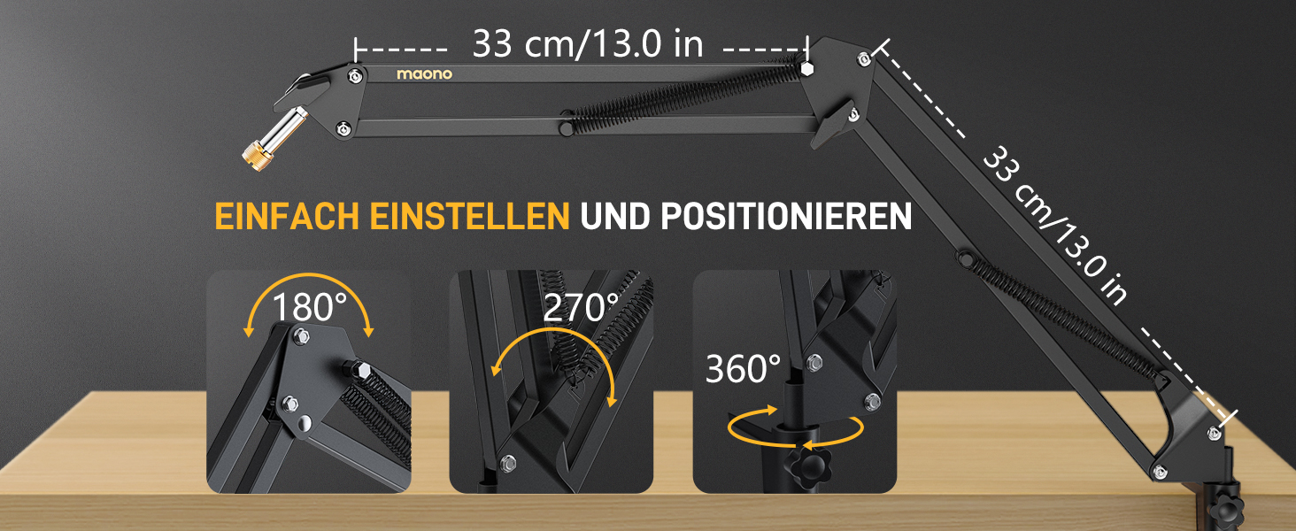 Мікрофон Maono з кріпленням-стійкою для подкастів, геймінгу, стрімінгу та запису - BA20, чорний