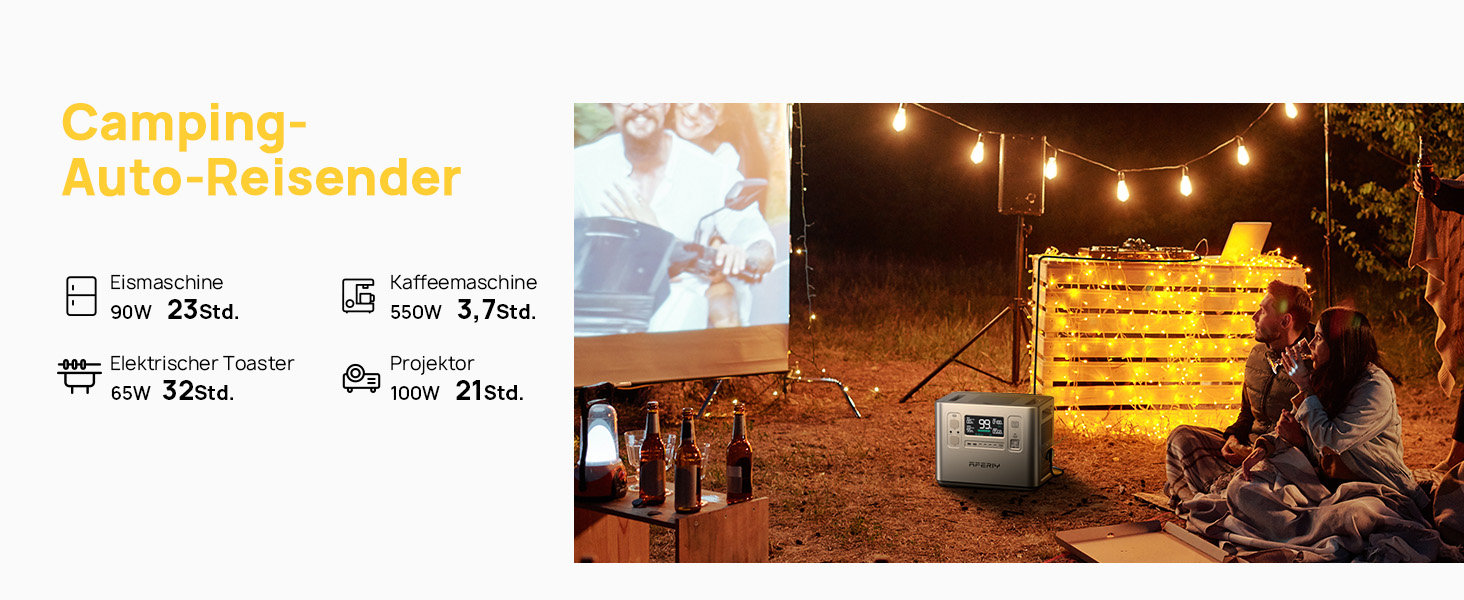 Портативна електростанція AFERIY 3840Wh з LiFePO4 акумулятором, USV, 3 виходи 3x230V AC (7200W пікова потужність), 2200W швидка зарядка, для кемпінгу та подорожей