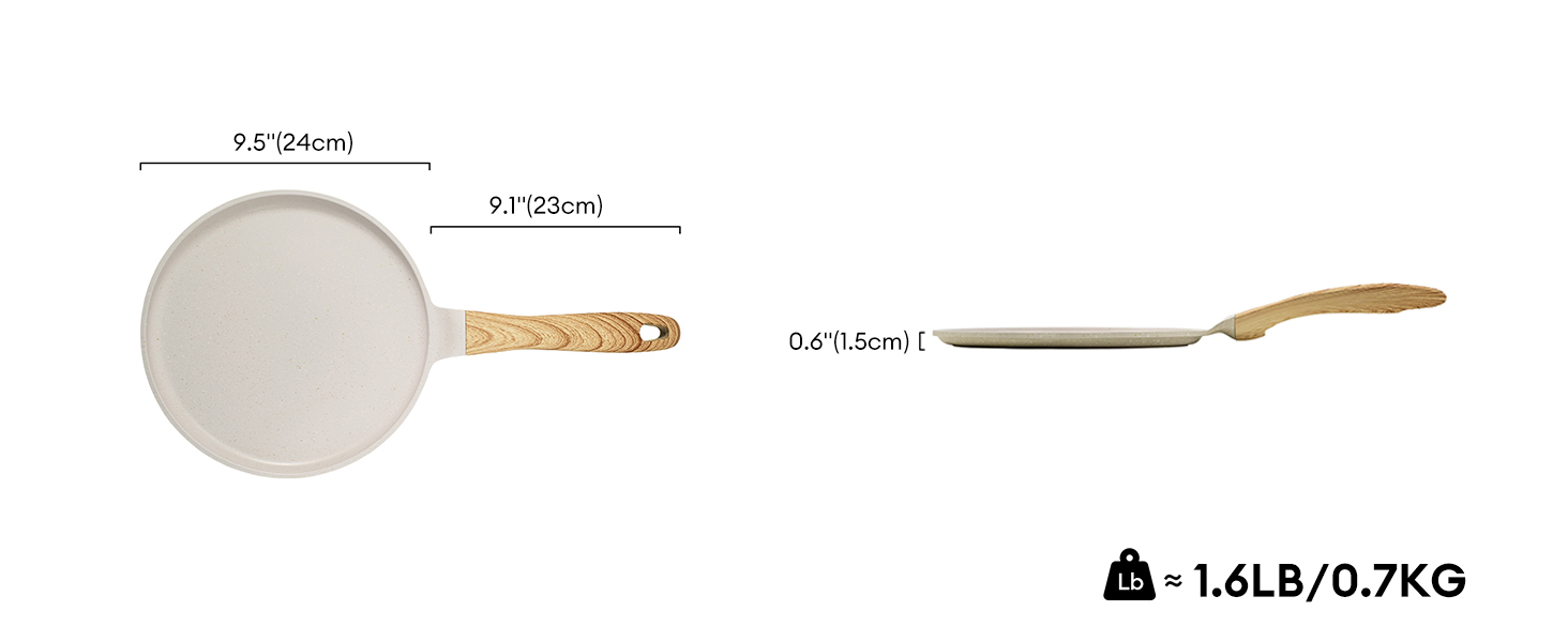 Сковорода для крепів та панкейків JEETEE з гранітно-антипригарним покриттям, 28 см, бежева