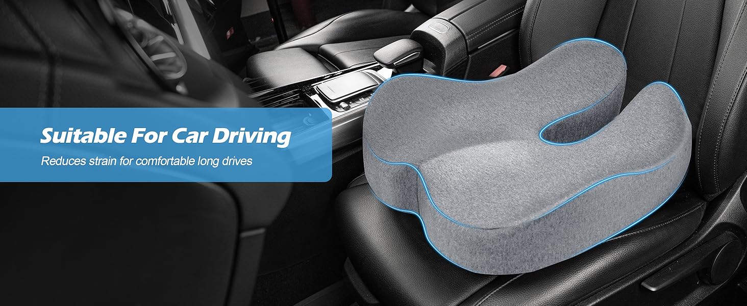 Подушка для офісного крісла Lofty Aim з Memory Foam: ергономічна, для куприка, при болях у спині, для офісу, авто, літака, інвалідного візка - Чорний та світло-сірий