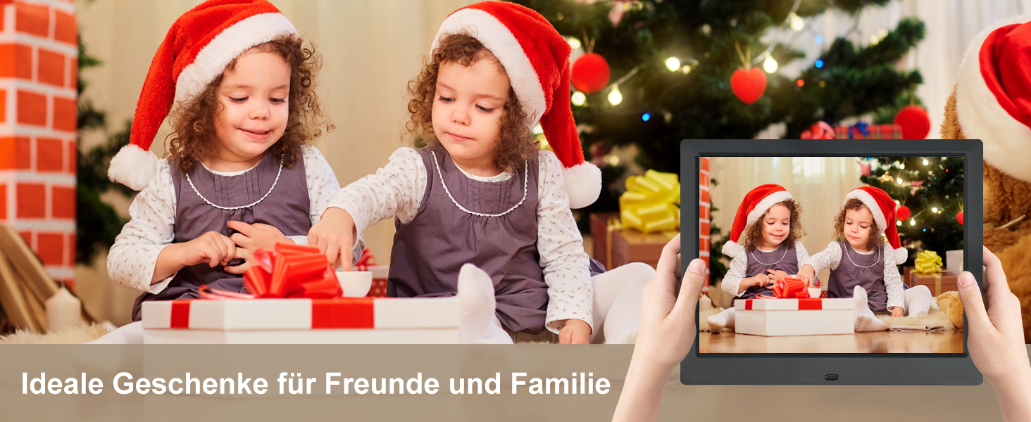 Цифровий фоторамка TSITSC 8.7 дюйма, IPS-екран 1024*768, календар, годинник, музика, фото/відео, USB/SD, з пультом, чорний