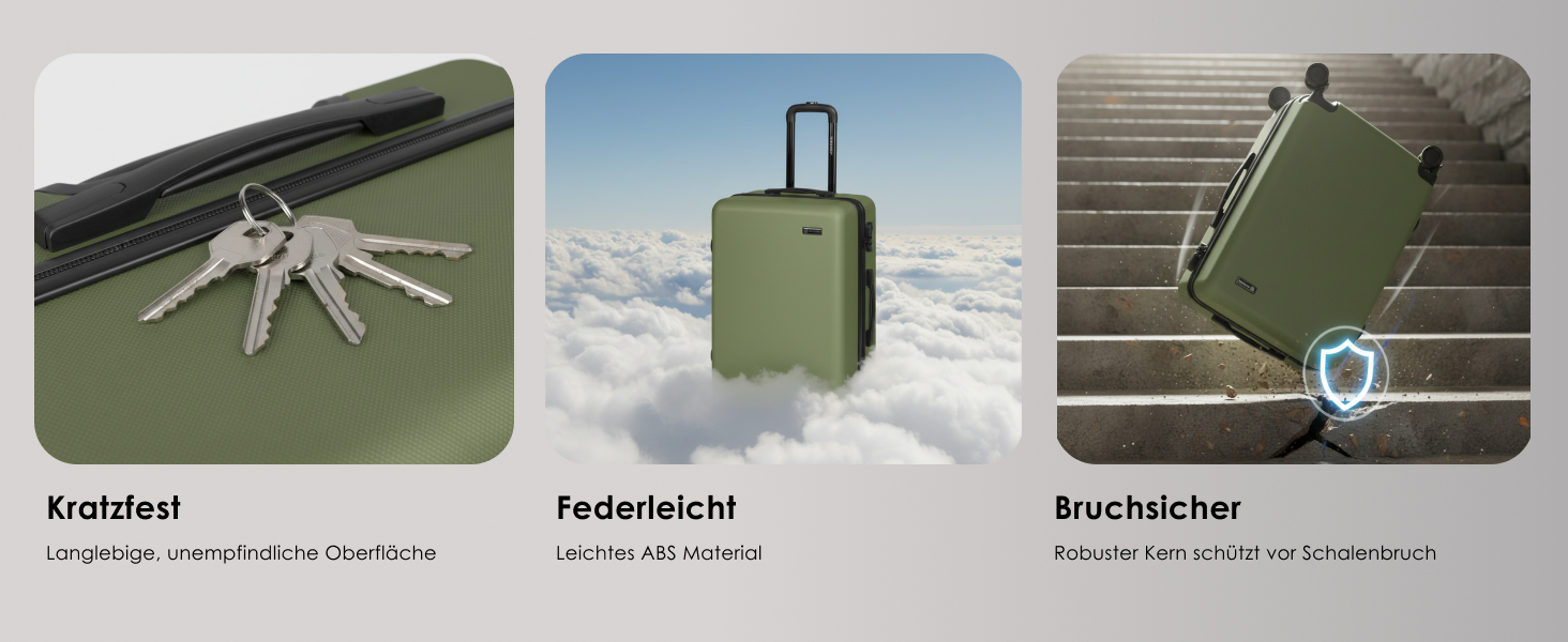 Набір валіз Smartbox Hartschalen 3-в-1 для жінок та чоловіків | Легкі та міцні валізи з ABS-пластику | 4 колеса та кодовий замок | Серія 05, колір Greige