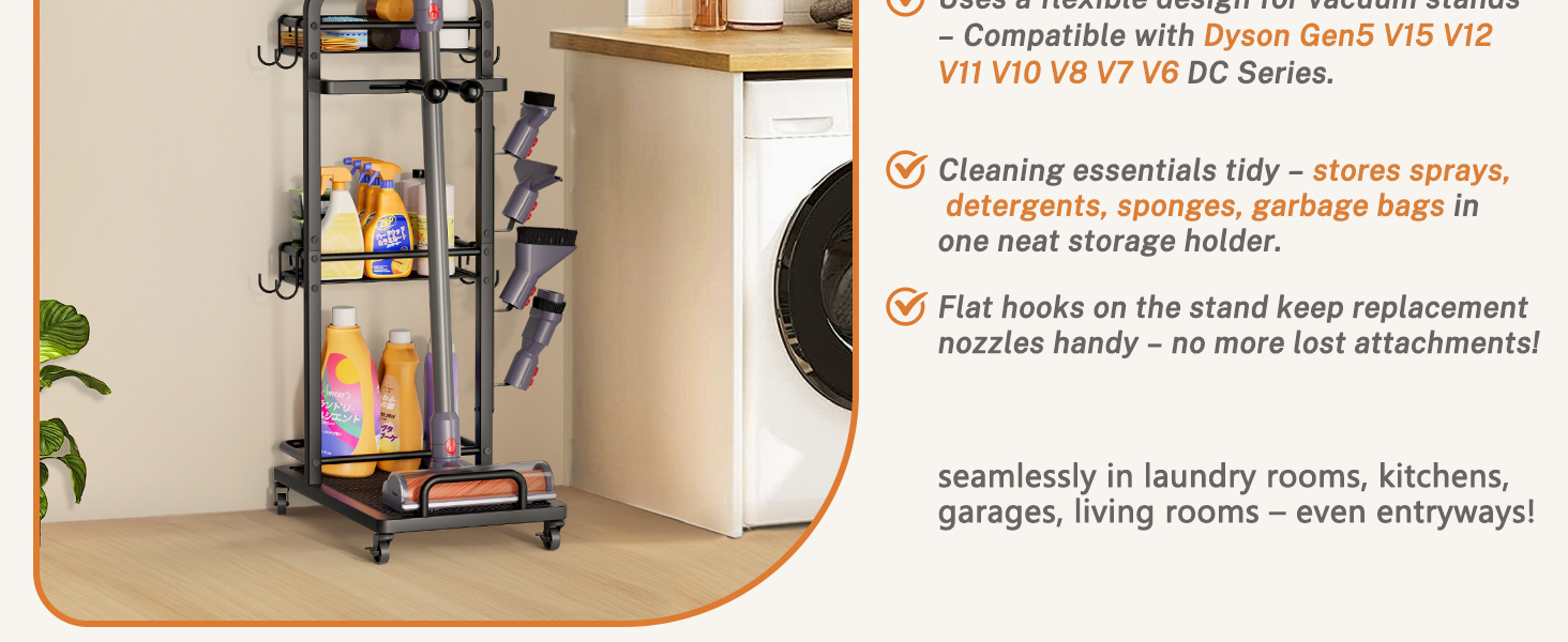 Стійка для акумуляторного пилососа Dyson Gen5 V15s/V15/V12/V11/V10/V8/V7/V6 - металева підставка з коробкою для зберігання аксесуарів