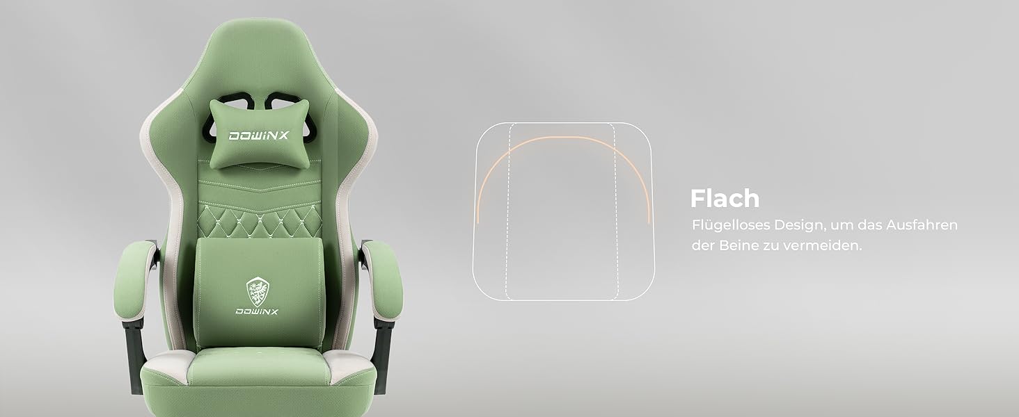Ігровий крісло Dowinx з гелевою подушкою та кишеньковим пружинним матрацом, ергономічний офісний стіл з підставкою для ніг, масажний ігровий крісло Gamer Chair для дорослих, висувна підставка для ніг (зелений, висувна підставка для ніг)