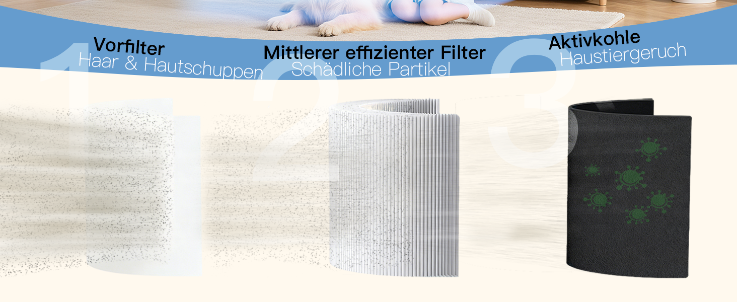 Повітряочисник MEGAWISE з 3-в-1 фільтром HEPA для дому та спальні. Захист від алергенів, пилу, тютюнового диму та диму від лісових пожеж.