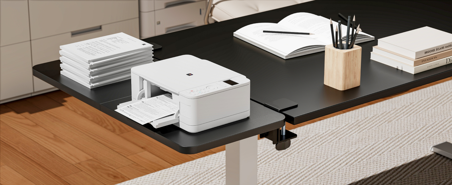 Підставка для ноутбука на стіл ергономічна, 700x300 мм, з підставкою для клавіатури та регульованою підлокітником, чорна | Розширювач столу для дому та офісу