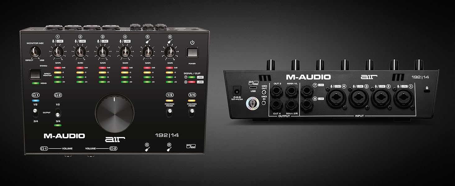 M-Audio Air 192|6: USB аудіоінтерфейс для запису в студійній якості з 2 XLR/Line входами + ПО