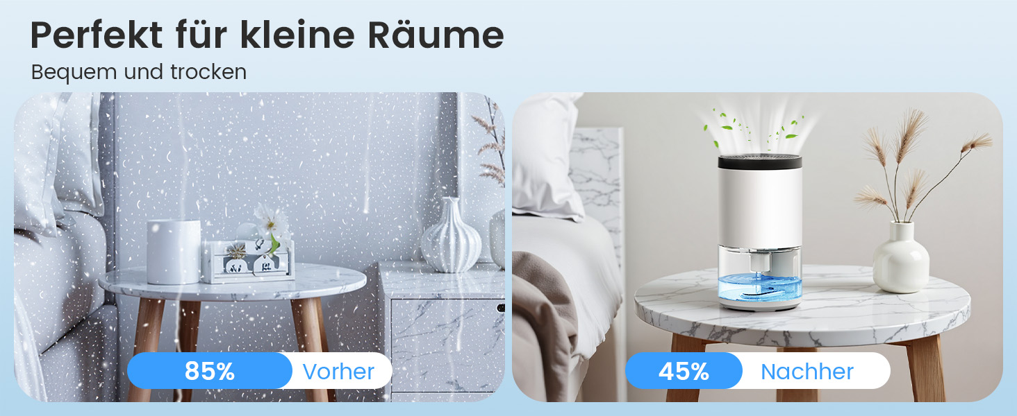 Електричний осушувач повітря без контейнера, 1000 мл, компактний, тихий, з автовимкненням, портативний, для офісу, спальні, ванної кімнати, білий