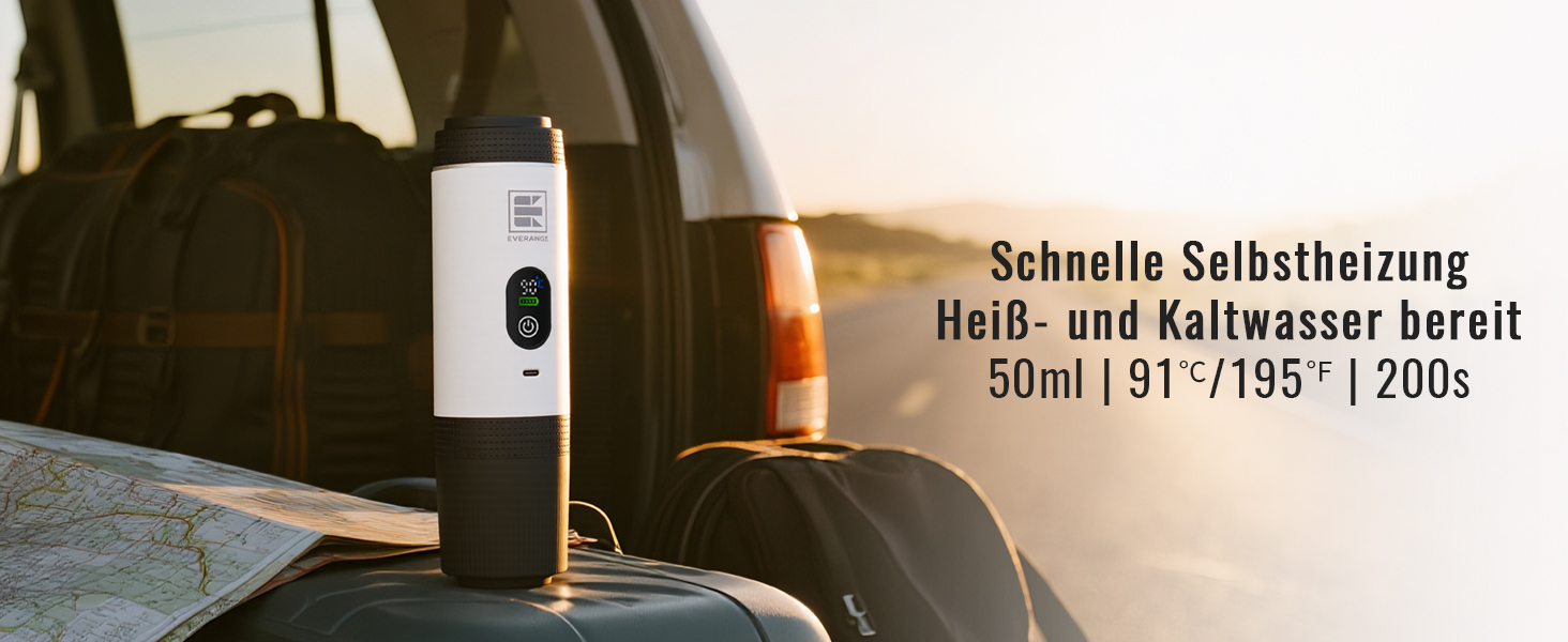 Портативна електрична кавомашина Everange для еспресо, приготування кави з меленої кави та капсул NS, зелена з LCD-дисплеєм