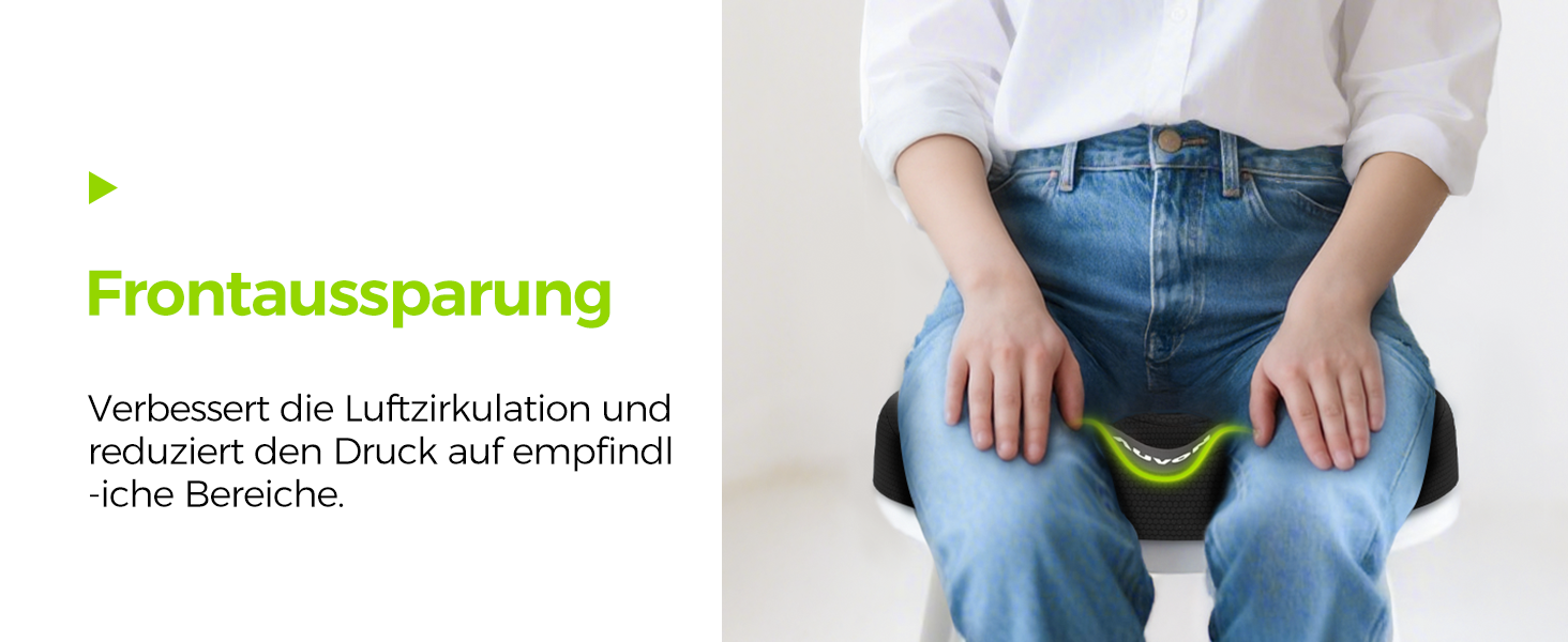 Ортопедична подушка для сидіння AUVON кругла з подвійною U-подібною формою для копчика та геморой, розвантажувальна подушка для офісного крісла та авто, 47*37*7.8 см