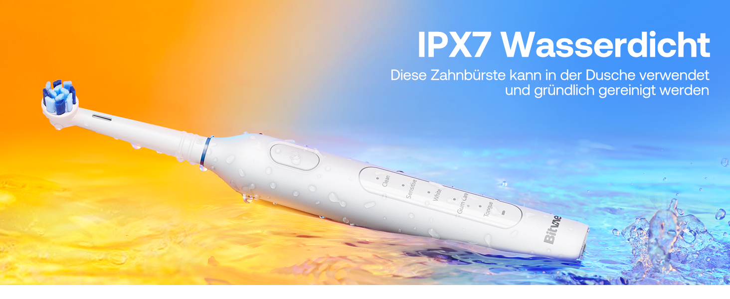 Електрична зубна щітка Bitvae з 8 насадок для дорослих та дітей, кейс, 5 режимів, таймер 2 хв, 60 днів роботи, (R1H3, Біла)